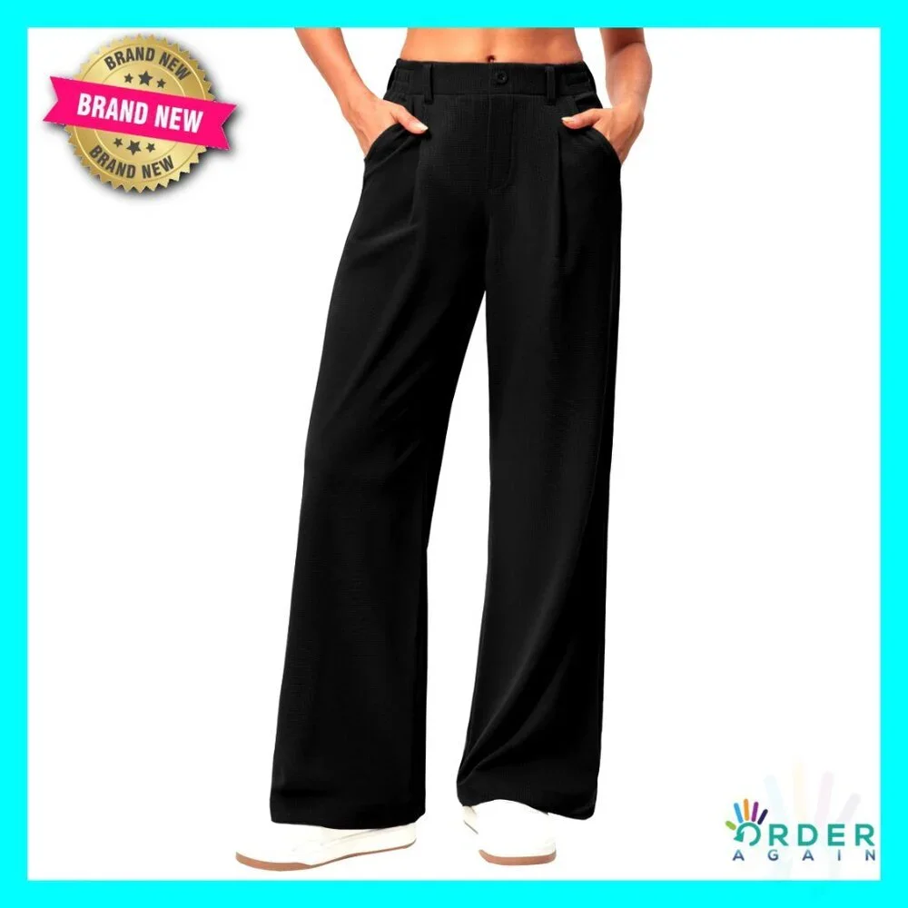 Wide Leg Stretchy Work Pants Women Business Casual Comfort Fit Trousers